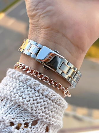 Tom Jones Çelik Kordon Kararma Renk Atma Yapmaz 3 Atm Suya Dayanıklı Kadın Kol Saati BTJ.YN10059.5