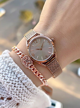 Lee Cooper Küçük Kasa Vintage Hasır Kordon 2 Yıl Garantili 3 Atm Kadın Kol Saati+Bileklik 082207.460