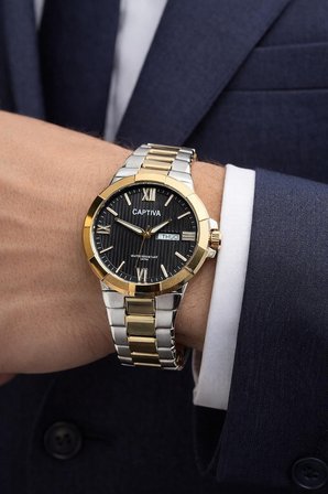 Captiva Bileklik Hediyeli Çelik Kordon Haftanın Günü Ve Takvimli Kadran Erkek Kol Saati CT.M.001.M2