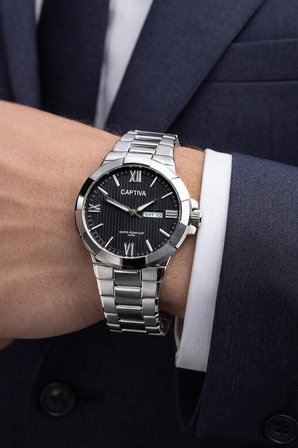 Captiva Bileklik Hediyeli Çelik Kordon Haftanın Günü Ve Takvimli Kadran Erkek Kol Saati CT.M.001.M5