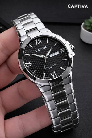 Captiva Bileklik Hediyeli Çelik Kordon Haftanın Günü Ve Takvimli Kadran Erkek Kol Saati CT.M.001.M5
