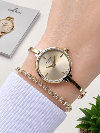 Lee Cooper Gold Minimal İnce Bilezik Kadın Kol Saati Şık Ve Zarif 2 yıl Garantili+Bileklik C8350.110