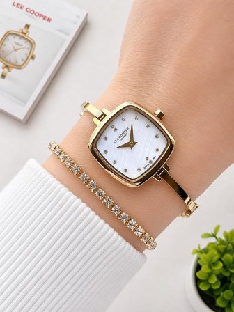 Lee Cooper Gold Minimal İnce Bilezik Kadın Kol Saati Şık Ve Zarif 2 yıl Garantili+Bileklik C8353.120