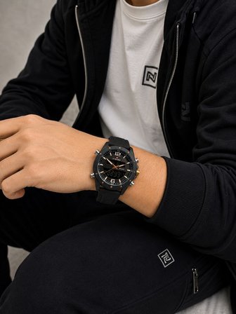 Naviforce Silokon Kordon Dijital & Analoğ Mekanizma Bileklik Hediyeli 3 ATM Erkek Kol Saati NF9264.1