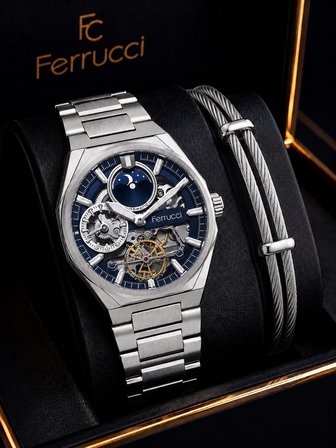 Ferrucci Otomatik Ve Kurmalı Güneş Ve Mehtap Kadranlı 2 Yıl Garantili Erkek Kol Saati BFC.M3558.S2