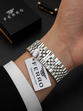 Ferro Premium İtalian Desing Çelik Kordon Nişan Ve Damat Saati 3 Atm Erkek Kol Saati EFM40136-B1