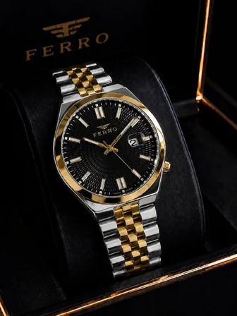 Ferro Premium İtalian Desing Çelik Kordon Nişan Ve Damat Saati 3 Atm Erkek Kol Saati EFM40136-B3