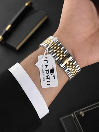 Ferro Premium İtalian Desing Çelik Kordon Nişan Ve Damat Saati 3 Atm Erkek Kol Saati EFM40136-B3