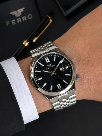 Ferro Premium İtalian Desing Çelik Kordon Nişan Ve Damat Saati 3 Atm Erkek Kol Saati EFM40136-B4