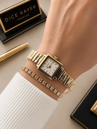 Dice Kayek Premium Vintage Kadın Kol Saati Gold Çelik Kordon 5 ATM Su Geçirmez Bileklik Hediyeli J25