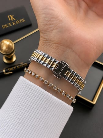 Dice Kayek Premium Vintage Kadın Kol Saati Gold Çelik Kordon 5 ATM Su Geçirmez Bileklik Hediyeli J40