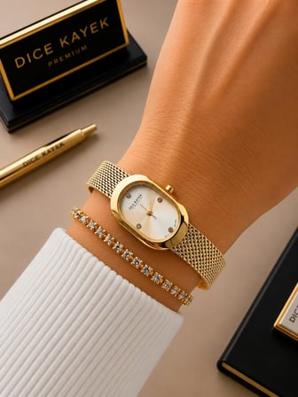 Dice Kayek Oval Mini Vintage Kasa Kadın Kol Saati Çelik Kordon 5 ATM Suya Dayanıklı+Bileklik  DC.25