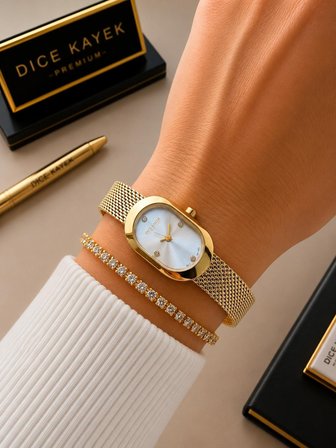 Dice Kayek Oval Mini Vintage Kasa Kadın Kol Saati Çelik Kordon 5 ATM Suya Dayanıklı+Bileklik  DC.20