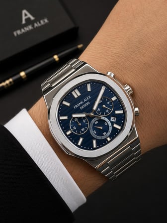 Frank Alex Design Erkek Kol Saati Çelik Kordon Takvimli Kadran Şık Premium 2 Yıl Garantili E07275.2