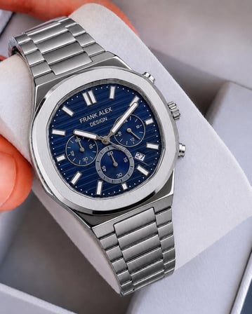 Frank Alex Design Erkek Kol Saati Çelik Kordon Takvimli Kadran Şık Premium 2 Yıl Garantili E07275.2