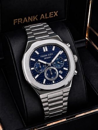 Frank Alex Design Erkek Kol Saati Çelik Kordon Takvimli Kadran Şık Premium 2 Yıl Garantili E07275.2