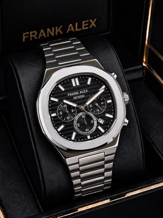 Frank Alex Design Erkek Kol Saati Çelik Kordon Takvimli Kadran Şık Premium 2 Yıl Garantili E07275.3