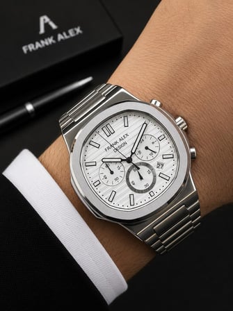 Frank Alex Design Erkek Kol Saati Çelik Kordon Takvimli Kadran Şık Premium 2 Yıl Garantili E07275.1