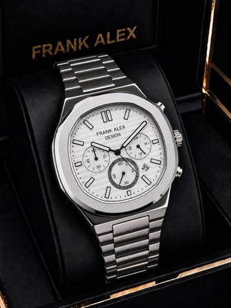 Frank Alex Design Erkek Kol Saati Çelik Kordon Takvimli Kadran Şık Premium 2 Yıl Garantili E07275.1