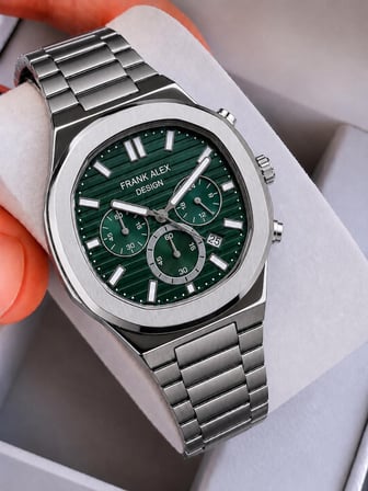 Frank Alex Design Erkek Kol Saati Çelik Kordon Takvimli Kadran Şık Premium 2 Yıl Garantili E07275.4