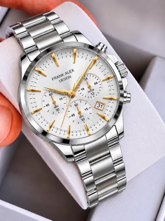 Frank Alex Design Erkek Kol Saati Çelik Kordon Takvimli Kadran Şık Premium 2 Yıl Garantili E07276.3