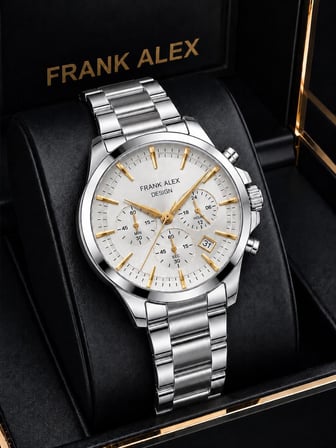 Frank Alex Design Erkek Kol Saati Çelik Kordon Takvimli Kadran Şık Premium 2 Yıl Garantili E07276.3