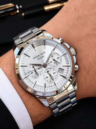 Frank Alex Design Erkek Kol Saati Çelik Kordon Takvimli Kadran Şık Premium 2 Yıl Garantili E07276.4