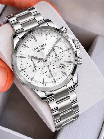 Frank Alex Design Erkek Kol Saati Çelik Kordon Takvimli Kadran Şık Premium 2 Yıl Garantili E07276.4