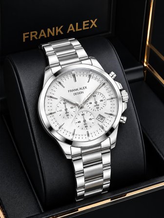 Frank Alex Design Erkek Kol Saati Çelik Kordon Takvimli Kadran Şık Premium 2 Yıl Garantili E07276.4