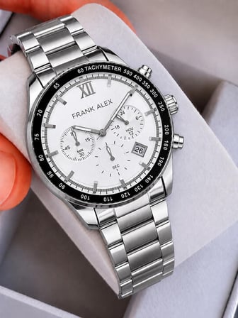 Frank Alex Spor Erkek Kol Saati Çelik Kordon Kronometreli Kadran Şık Premium 2 Yıl Garantili 07227.1