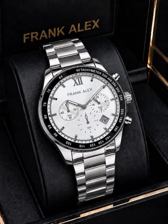 Frank Alex Spor Erkek Kol Saati Çelik Kordon Kronometreli Kadran Şık Premium 2 Yıl Garantili 07227.1