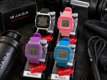 JAGA Unisex Dijital Çocuk Kol Saati 50 Mt Su Geçirmez Spor Silikon Kordonlu Alarm Kronometreli 