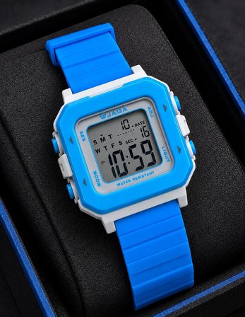 JAGA Unisex Dijital Çocuk Kol Saati 50 Mt Su Geçirmez Spor Silikon Kordonlu Alarm-Kronometreli JG.2