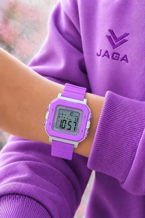 JAGA Unisex Dijital Çocuk Kol Saati 50 Mt Su Geçirmez Spor Silikon Kordonlu Alarm-Kronometreli JG.3