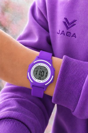 JAGA Unisex Dijital Çocuk Kol Saati 50 Mt Su Geçirmez Spor Silikon Kordonlu Alarm-Kronometreli JG.5