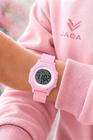 JAGA Unisex Dijital Çocuk Kol Saati 50 Mt Su Geçirmez Spor Silikon Kordonlu Alarm-Kronometreli JG.6