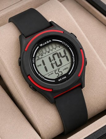 JAGA Unisex Dijital Çocuk Kol Saati 50 Mt Su Geçirmez Spor Silikon Kordonlu Alarm-Kronometreli JG.7