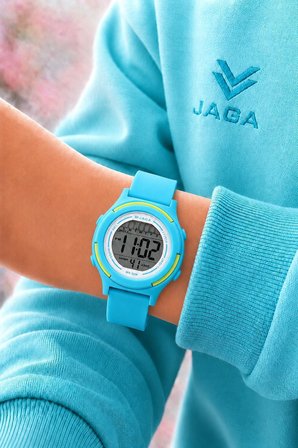 JAGA Unisex Dijital Çocuk Kol Saati 50 Mt Su Geçirmez Spor Silikon Kordonlu Alarm-Kronometreli JG.8