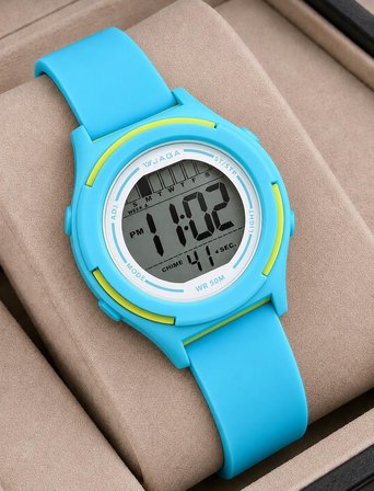 JAGA Unisex Dijital Çocuk Kol Saati 50 Mt Su Geçirmez Spor Silikon Kordonlu Alarm-Kronometreli JG.8