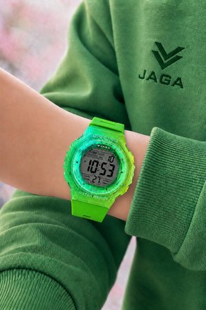 JAGA Unisex Dijital Genç Ve Çocuklara Özel Kol Saati 50 Mt Su Geçirmez Alarm Ve Kronometreli JG.14