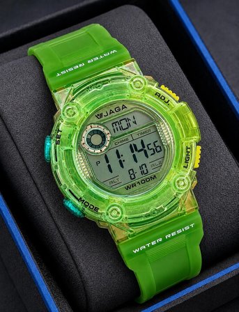 JAGA Unisex Dijital Genç Ve Çocuklara Özel Kol Saati 50 Mt Su Geçirmez Alarm Ve Kronometreli JG.18