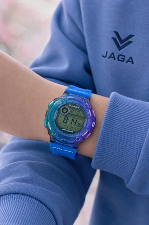 JAGA Unisex Dijital Genç Ve Çocuklara Özel Kol Saati 50 Mt Su Geçirmez Alarm Ve Kronometreli JG.19