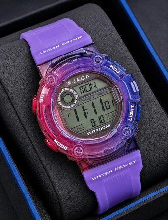 JAGA Unisex Dijital Genç Ve Çocuklara Özel Kol Saati 100 Mt Su Geçirmez Alarm Ve Kronometreli JG.20