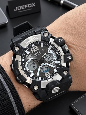 Joefox Digital Ve Analog 2 Yıl Garantili Kronmetre+Takvim+Alarm+Aydınlatma Erkek Kol Saati JOE.Y3