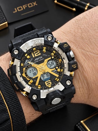 Joefox Digital Ve Analog 2 Yıl Garantili Kronmetre+Takvim+Alarm+Aydınlatma Erkek Kol Saati JOE.Y4