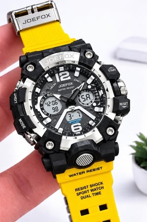 Joefox Digital Ve Analog 2 Yıl Garantili Kronmetre+Takvim+Alarm+Aydınlatma Erkek Kol Saati JOE.Y5