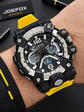 Joefox Digital Ve Analog 2 Yıl Garantili Kronmetre+Takvim+Alarm+Aydınlatma Erkek Kol Saati JOE.Y5