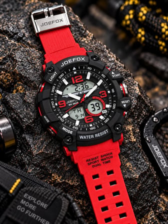 Joefox Digital Ve Analog 2 Yıl Garantili Kronmetre+Takvim+Alarm+Aydınlatma Erkek Kol Saati JOE.S1