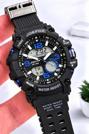 Joefox Digital Ve Analog 2 Yıl Garantili Kronmetre+Takvim+Alarm+Aydınlatma Erkek Kol Saati JOE.S2
