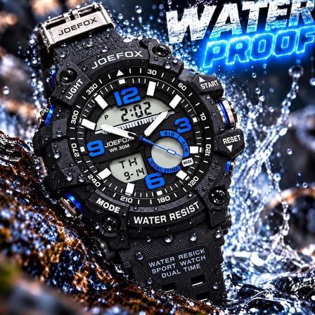Joefox Digital Ve Analog 2 Yıl Garantili Kronmetre+Takvim+Alarm+Aydınlatma Erkek Kol Saati JOE.S2
